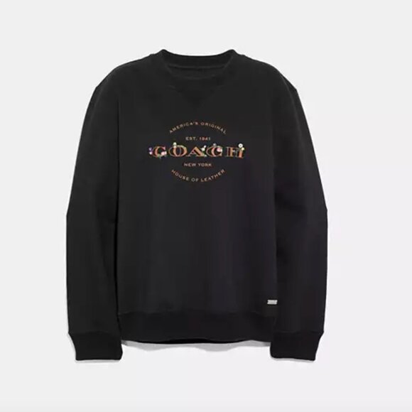 Coach Womens Black Embroidered Floral Sweatshirt - Picture 1 of 5